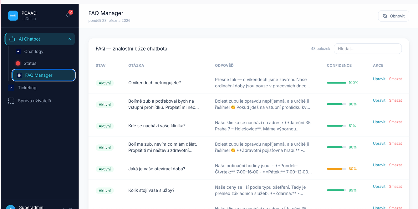 FAQ Manager — správa znalostní báze